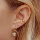 Stars Gold Stud Star Hot Sale Stars Moon Flower 7sets Gold Plated Cubic Zircon Stud Earrings Set For Women