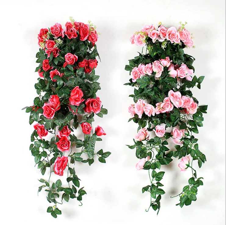 AAA235  wedding decoration Flowers vines plant branch flowers leaves home Christmas decor Artificial plastic rose rattan