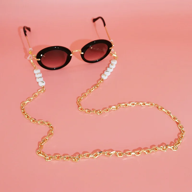 26 alphabet letters metal necklace chains for eyeglasses gold plated custom DIY eyewear jewelry chain