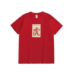 Wholesale Couple Oversized Tee Heat-transfer Printing Drop Shoulder Printing T Shirts tshirt