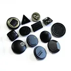 Black Button Manufacturer Vintage Letters Carve Engrave Logo Black Silver Custom Shape Square Metal Alloy Snap Button