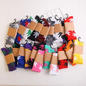 cheap high quality maple leaf unisex socks funky cotton crew calcetines fashion colorful weed long socks