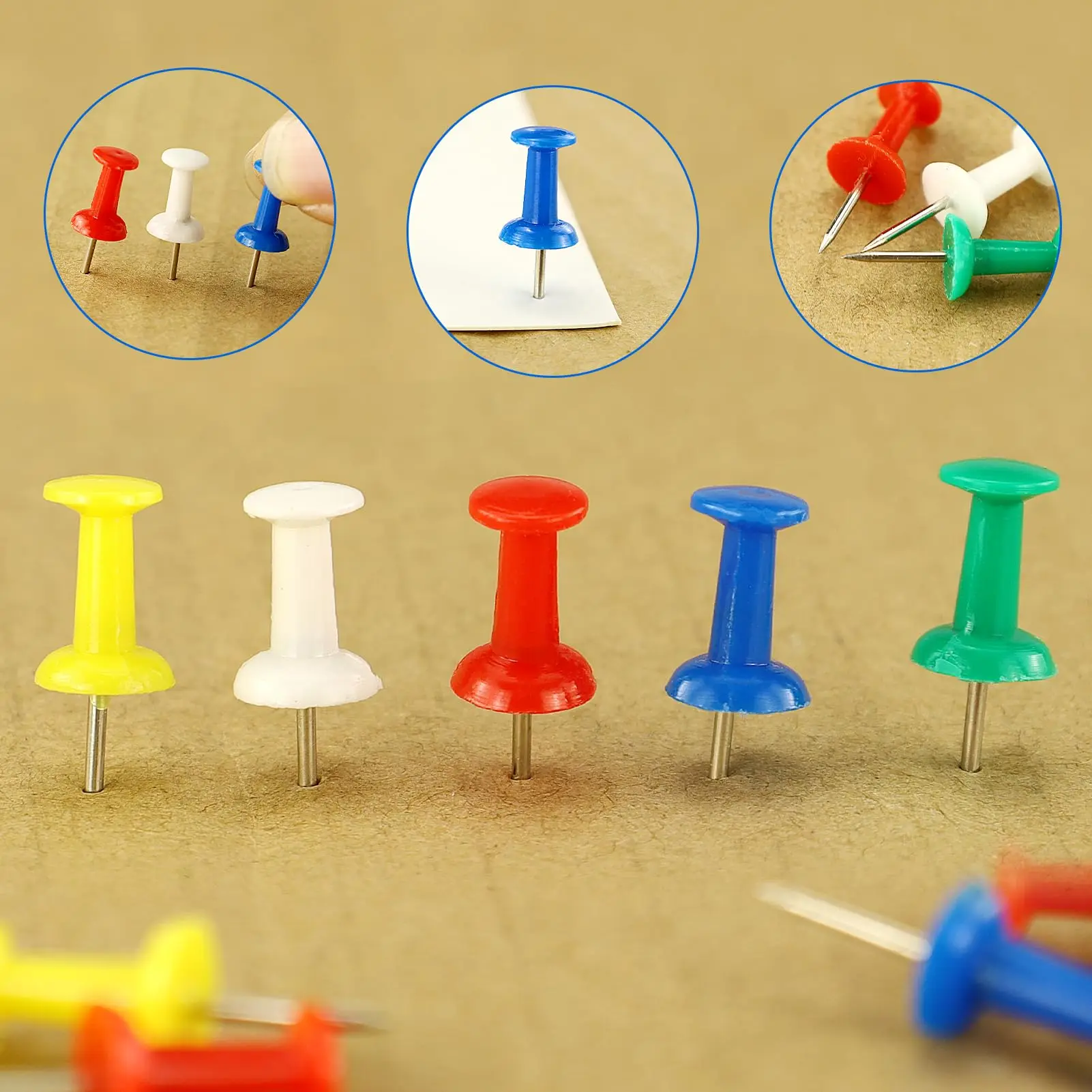 Pushpins with Plastic Heads in Various Colors, Suitable for Home, Office, and Stationery Use. manufacture