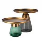 Glass Table Coffee Glass Table New Design Multiple Colour Tempered Glass Base Round Coffee Tea Table