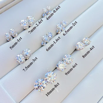 Zuanfa Jewelry Luxury Earrings Classic Design Four Claws Cute Moissanite Diamond Silver 925 10K 14K 18K Real Gold Stud Earrings