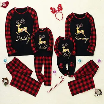2022 Amazon Hot Sale Matching Pajamas Set Cotton Christmas Pajamas Kids Long Sleeve Christmas Family Sleepwear