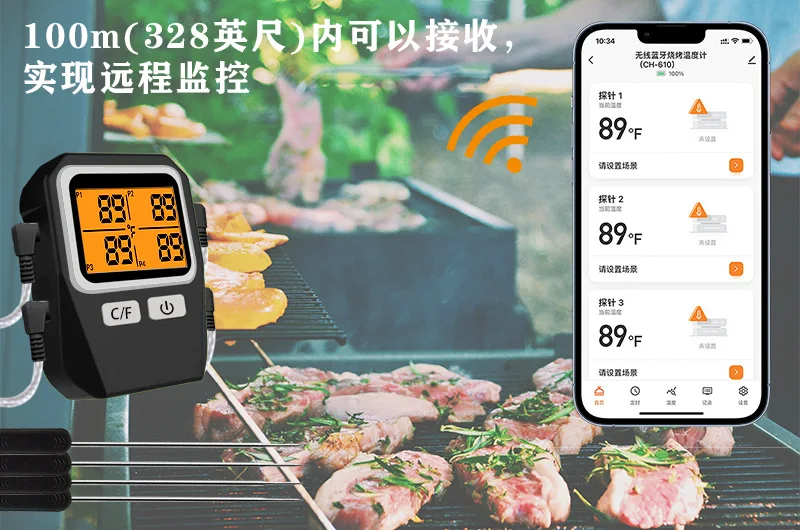Wholesale Instant Read Wireless Digital Meat Thermometer OEM ODM Customized Metal BBQ Thermometers details