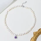 925 Necklace 2021 Elegant Lady Style 925 Silver Stone Pendant Baroque Pearl Layered Necklace With Cheap Price
