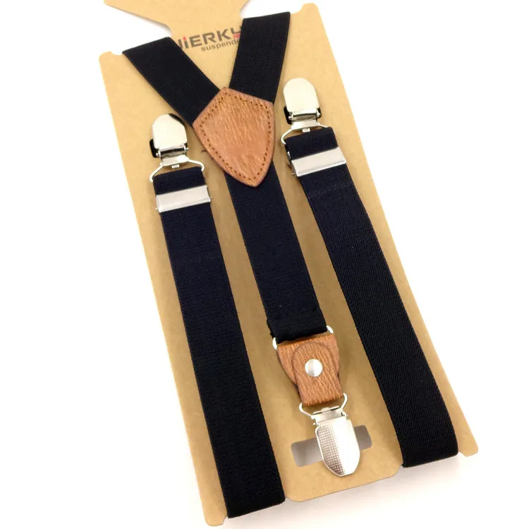 Unisex Children Suspenders 3 Clips  2.5cm wide Clip Straps Adjustable Elastic Back Braces Suspenders