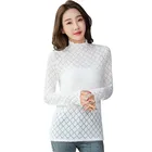 Shirt Ladies New Fashion Custom Design Half High Collar Plus Velvet Thick Lace Shirt Sexy Ladies Bottoming Shirt