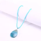 Stone Pendant Hot Selling Blue Stripe Feldspar Natural Stone Pendant Sweater Necklace Fashionable And Versatile
