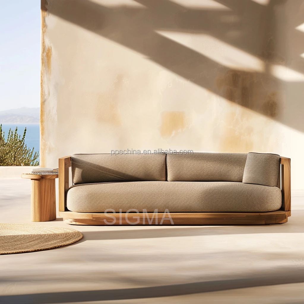 Luxury teak wood sofa wholesale customized outdoor patio furniture set new garden sofa