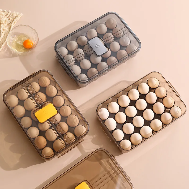 Stackable Egg Organizer Bins Lid BPA-free Egg Tray Holder Transparent Egg Container