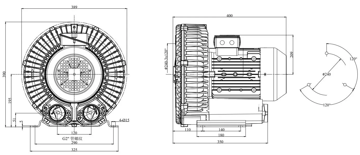 Pressure Vortex Air Blower, 2.2kw, 3HP, Aluminium - detail 6