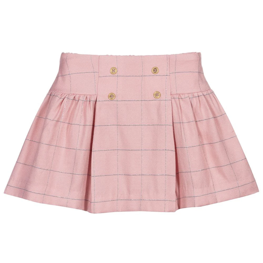 latest skirt design children clothing pink plaid pleats baby girl skirt