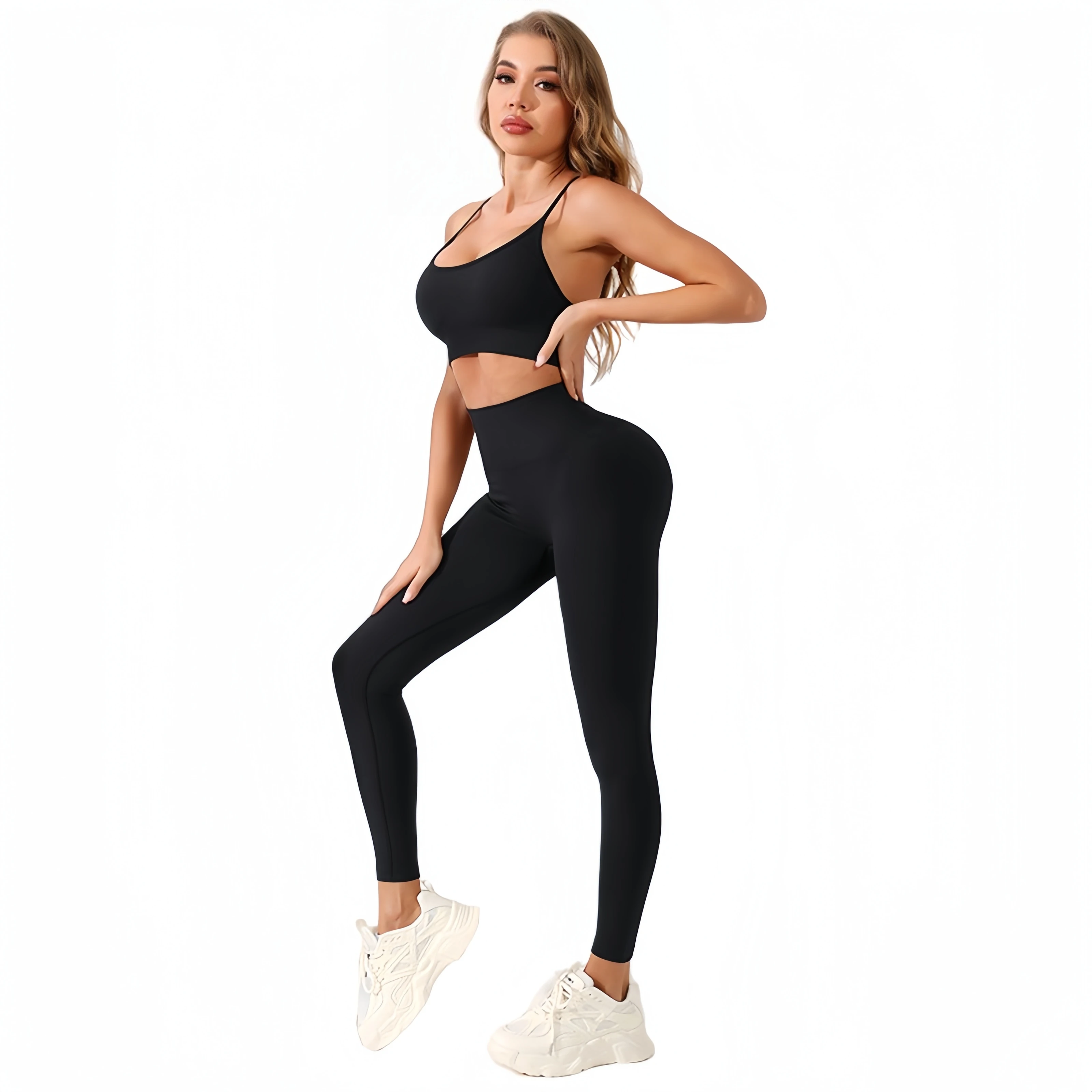 Quick-Drying Breathable Yoga Suit Fitness Set Sports Cross Strap Bra Back Lingerie Skinny Butt Lift Yoga Pant Set