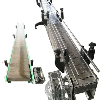 Excellent quality PVC Plastic Plate conveyor belt stainless steel slat chain production line for bottle CC2M/10W-S