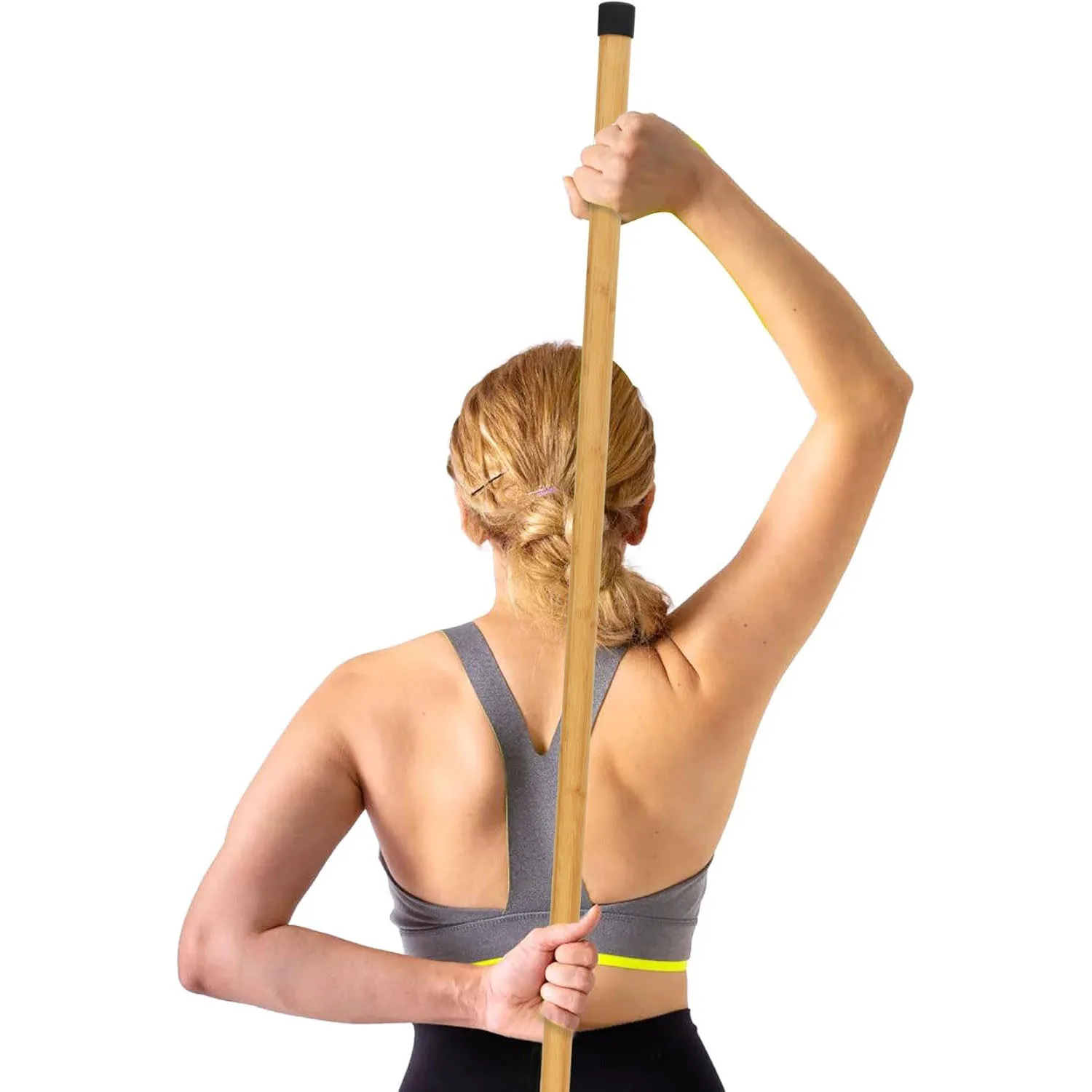 Yoga Stick Natural Bamboo 5 feet, Stretch Stick for Fitness and Physical Rehabilitation, Correct Posture Exercise Stick