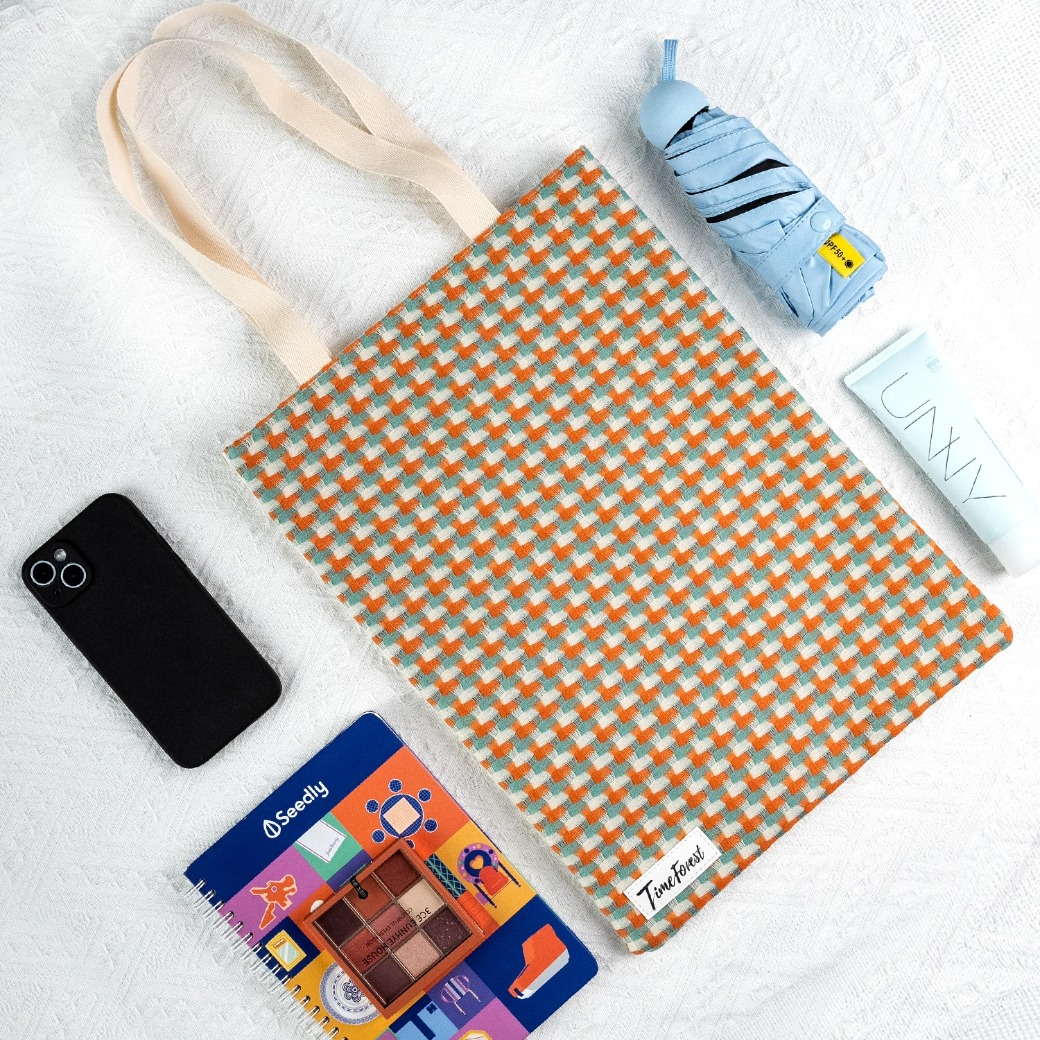 Large Canvas Tote with Pocket & Zipper