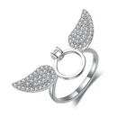 Diamond Ring New Design 925 Sterling Silver Crown Diamond Ring Angel Wings Ring For Women