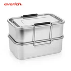 OEM BPA Free 304 Stainless Steel Lunch Box Food Thermal Bento Container With Locking Lids