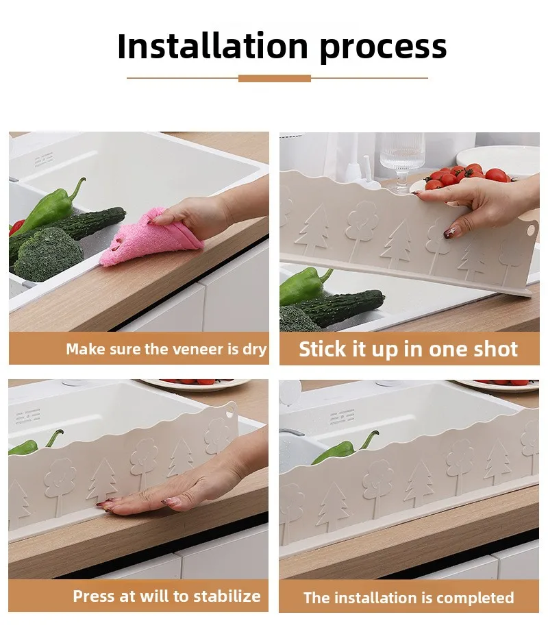 Modern Anti-Splash Silicone Guard for Kitchen Sink Countertop Water Barrier Wash Basin Edge Splash Guard for Vegetables Tools factory