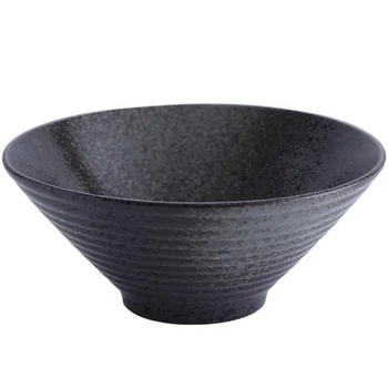 Japanese restaurant Large Porcelain Pho Noodle Serving Black Ceramic Ramen bowl