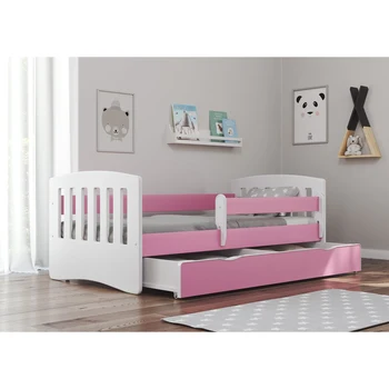 LM KIDS Low price bed king size solid wood white frame with pull out baby cot