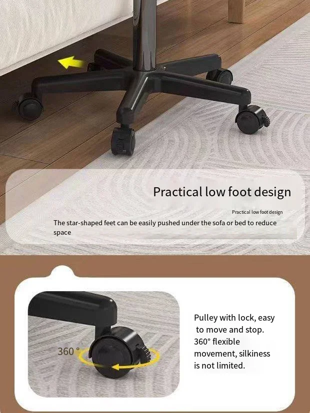 Movable Office Desk Workbench with Pulley Lifting Platform Small Bedside Table for Standing Workstation or Computer Workspace