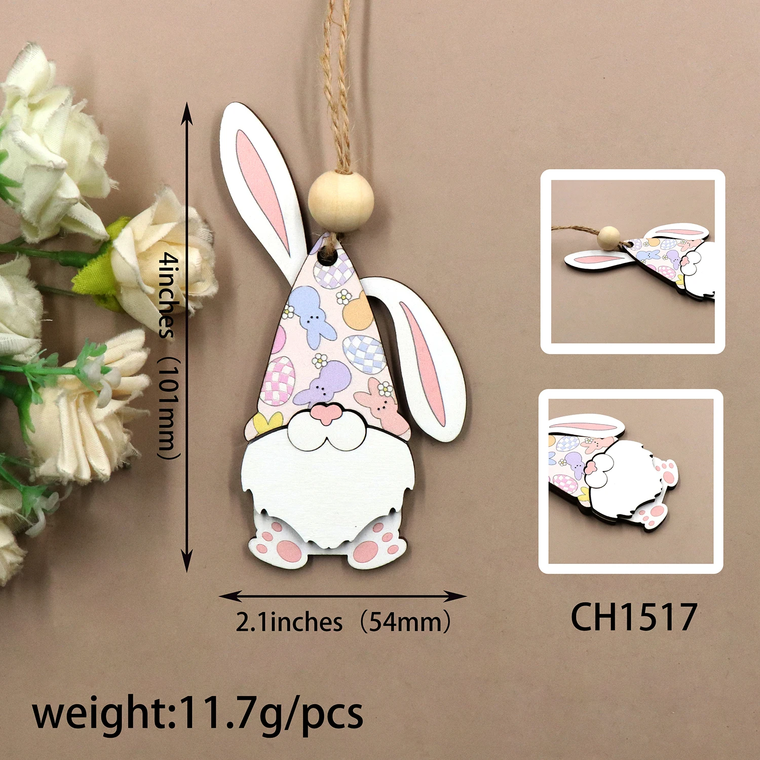 MD153CH1517 Easter Gnome with Bunny Laser Printed and Painted Perfect Decoration for Fun Parties and Home Decor manufacture