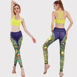 Occident design textured tights leggings animal character printed hip lifting high waist yoga pants