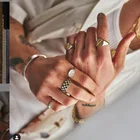 White Drop Black And White Checkered New Trendy Drop Oil Popular Gold Plated Chunky Rings Stainless Steel