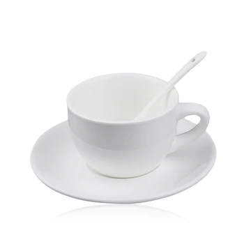 Coffee cup and saucer set customizable LOGO Ceramic White simple European latte coffee