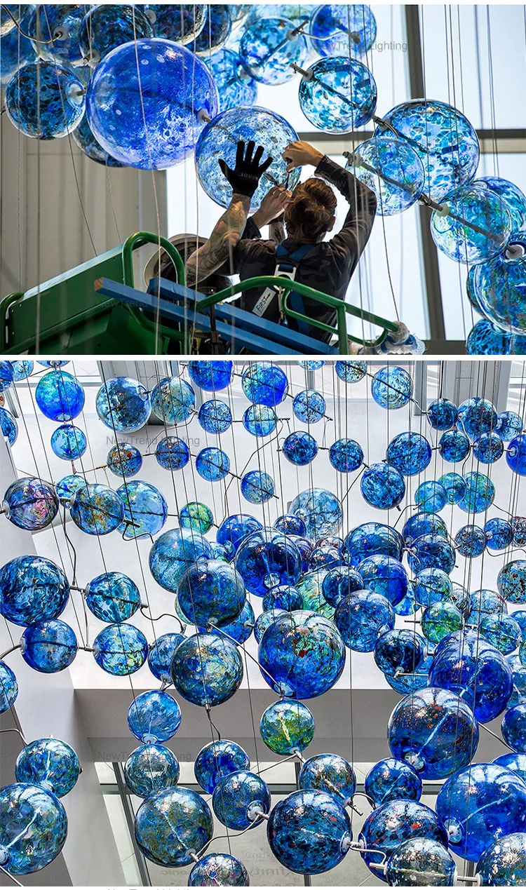 CPL-220 Modern Style Indoor Decoration Hanging Lighting Hotel Lobby Restaurant Glass Ball Chandelier factory