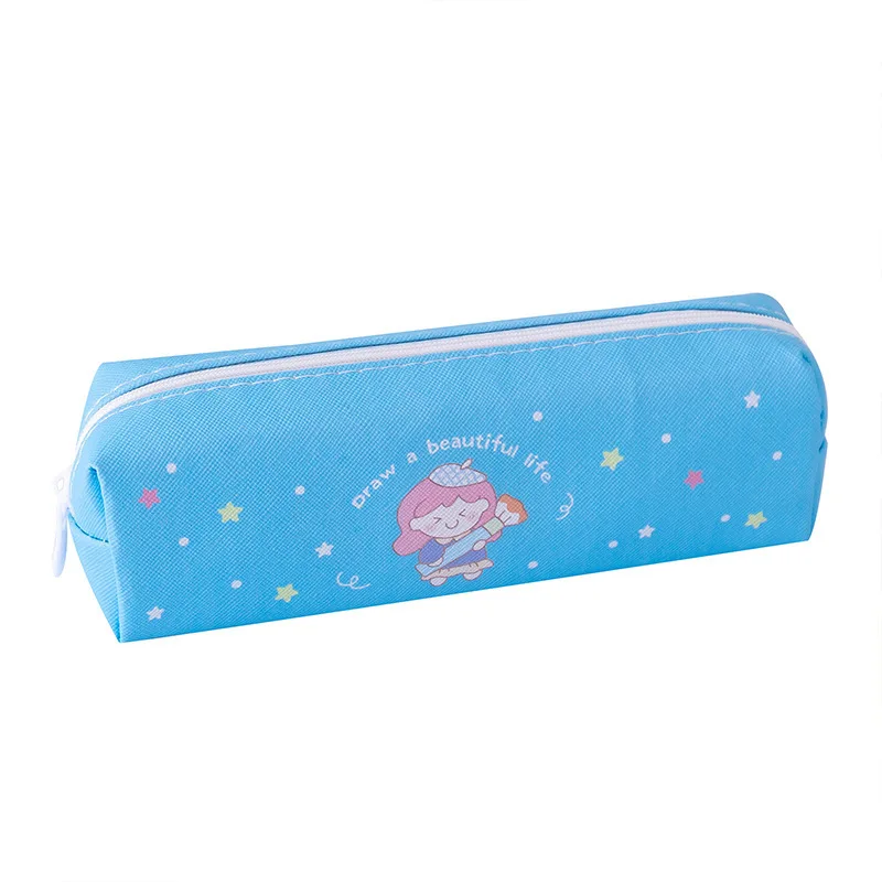 Cartoon simple stationery supplies for male and female students storage bag square large capacity pencil bag enrollment gift can