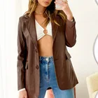 Leather 2021 New Arrival PU Leather Blazers Ladies Fashion Women Blazer Jacket