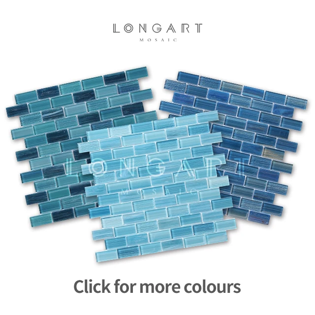 Outdoor Swimming Pool Mosaic Tiles Wholesale Price 23*48*6mm Crystal Light Colors Glass Mosaic Tiles For External Decoration