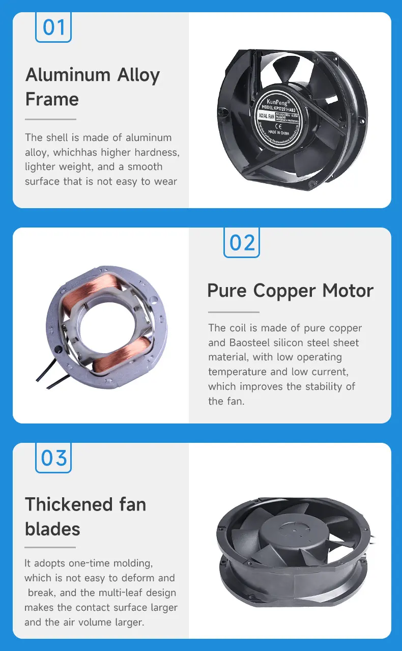 Aluminum Frame Ball Bearing, 17251, 170mm, 2850/3300RPM, 120V - detail 8