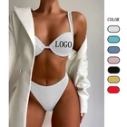 Beachwear Wholesale Custom Logo Beachwear 2021 Swimwear Sexy Ribbed Bikini Underwire And Women 2 Piece Swim Wear