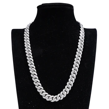 Iced Out Street Wear Men's 8mm Cuban Necklace Moissanite Hip Hop Jewelry Diamond S925 Sliver Cuban Necklace Chain