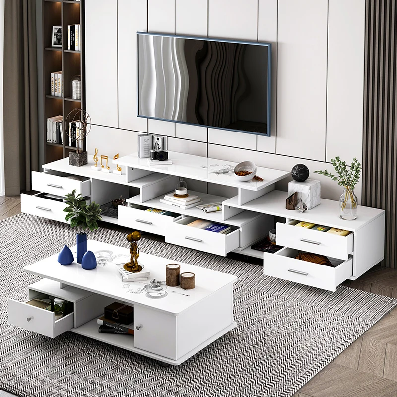 modern nordic style luxury length adjustable tv stands cabinet coffee table combination living room furniture