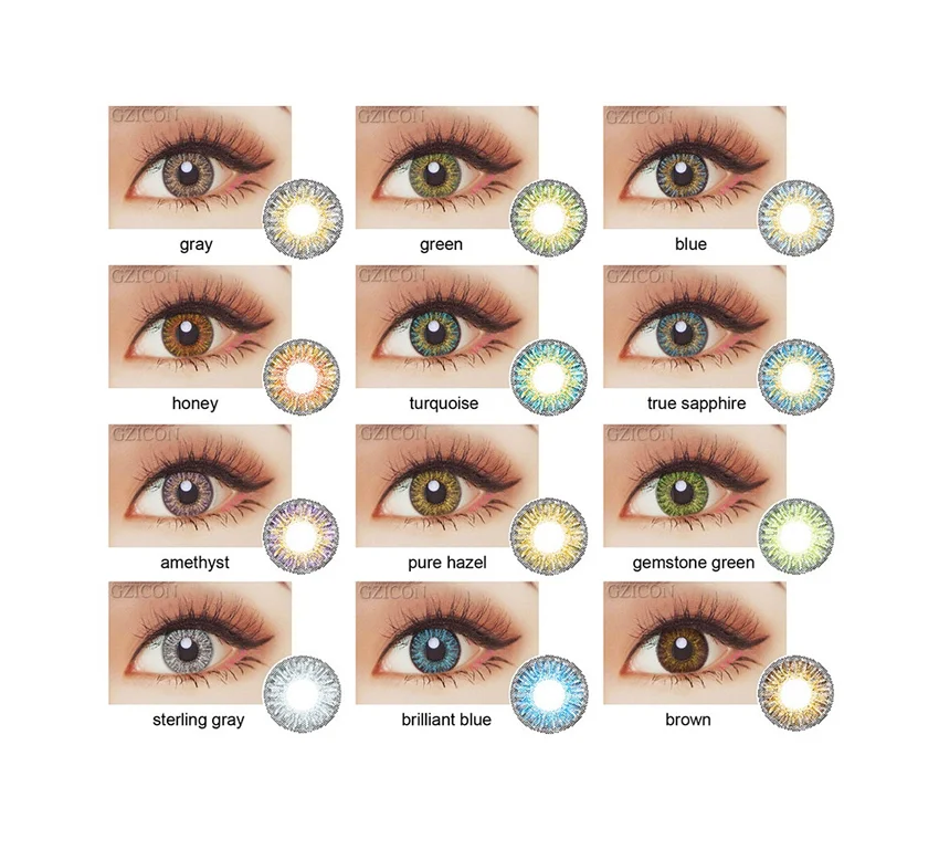 HOT fresh looking 3 tone colored eye contact lens soft yearly cosmetic wholesale china cheap color contact lenses
