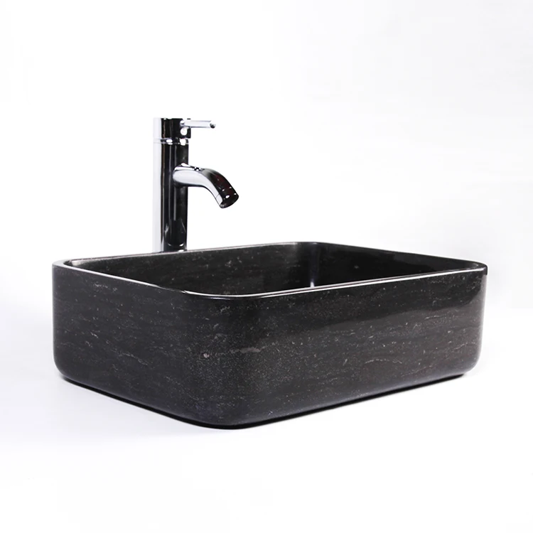 Luxury Blue Stone Sink Top Mounted Rectangular Natural Stone Polish Sink