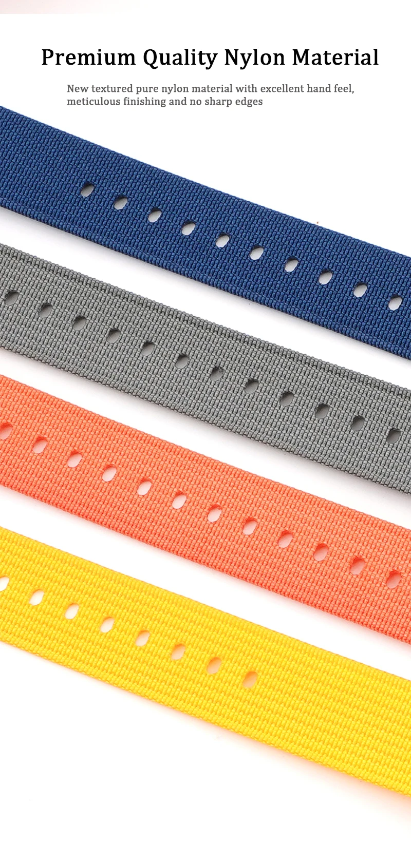 Mm Ribbed Nylon Watch Bands Replacement Adjustable One Piece Single