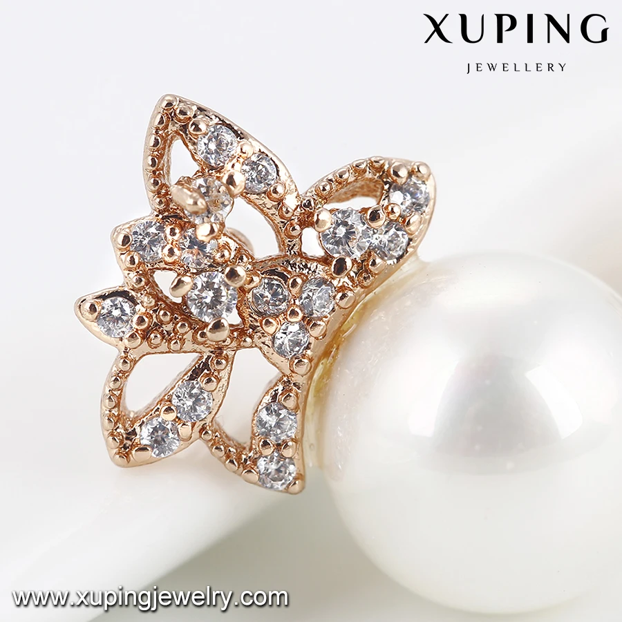 29312 Xuping fashion jewelry charming stud earring, rose gold plating pearl earrings for women