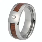 Ring Cz 8mm Tungsten Carbide Ring For Men Women Wedding Band With CZ Stone Wood Inlay Domed Comfort Fit