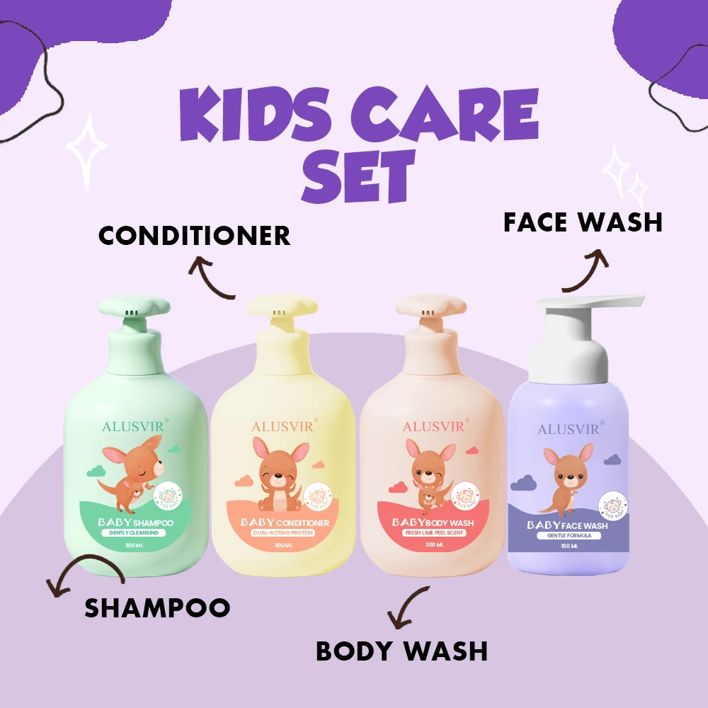 Private Label Organic Gently Baby Body Care Shower Gel Moisturizing Refreshing Kids Body Wash Hair Care Set For Baby Cleaning
