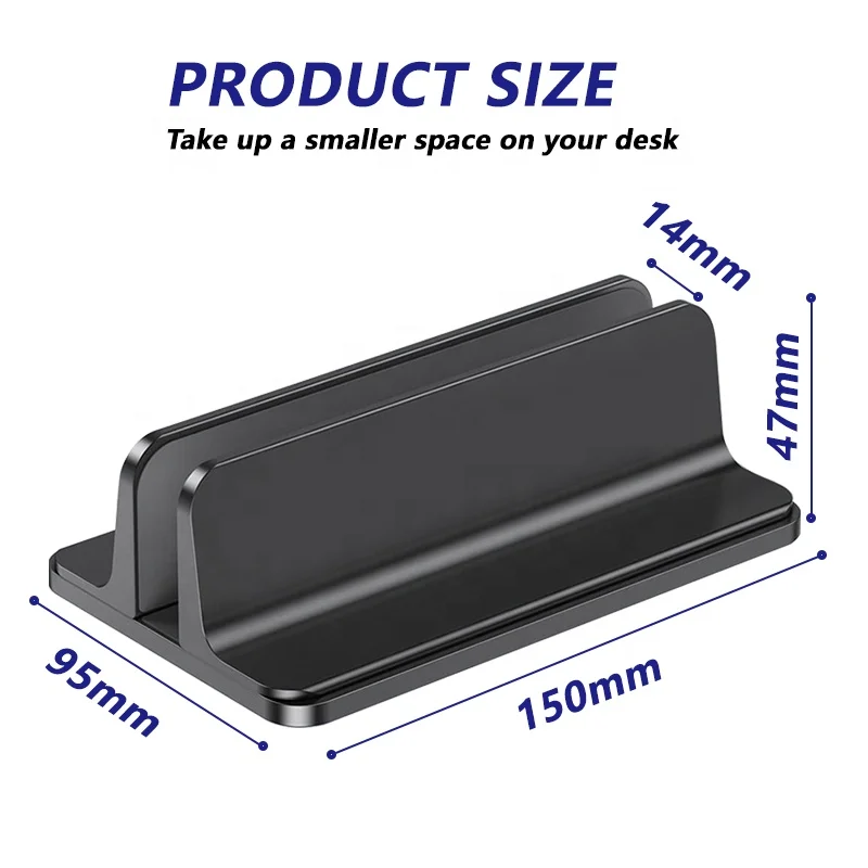 Anti-Skid Aluminium Desk Adjustable Width Notebook Stand Vertical Laptop Holder