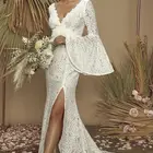 Wedding Dress Special Design Whute Embroidery Lace Fabric Wedding Dress Bridal Gown