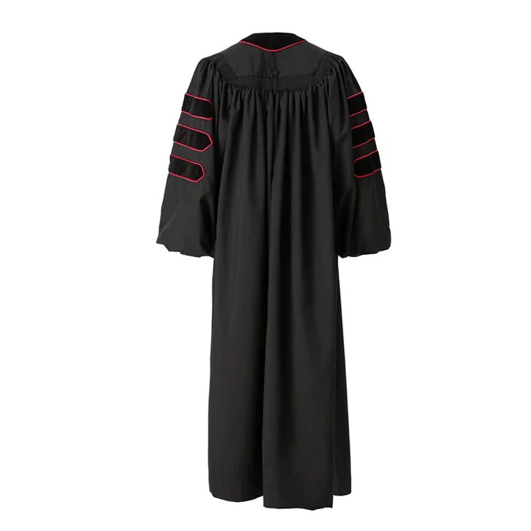 Wholesale Cheap Polyester Fluting Choir Robe Divinity Clergy Robes with Red Embroidered Cross details